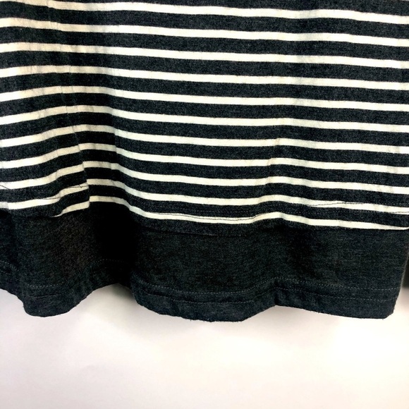 Skies are Blue charcoal gray cream stripe v-neck long sleeve top layer look M - Picture 2 of 10